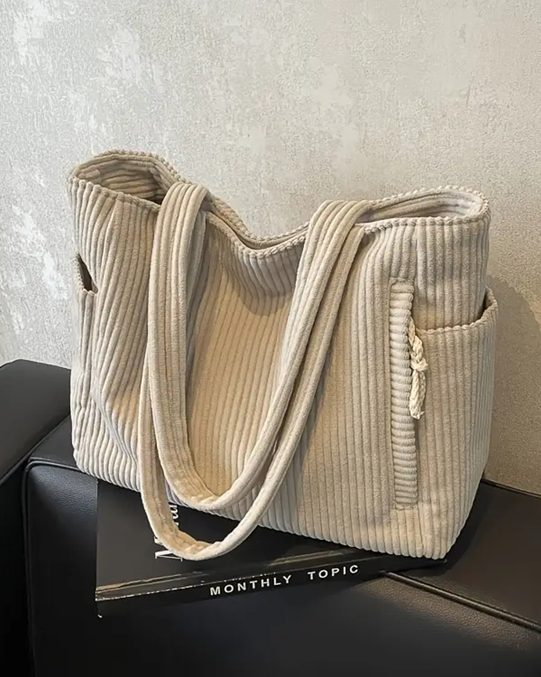 Sydney – Trending Ribbed Tote Bag with Drawstring Detail | By Julian & Claire Toronto
