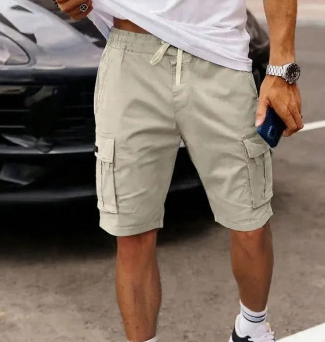 Beige Elias - Multi-Pocket Cargo Shorts | By Julian & Claire Toronto