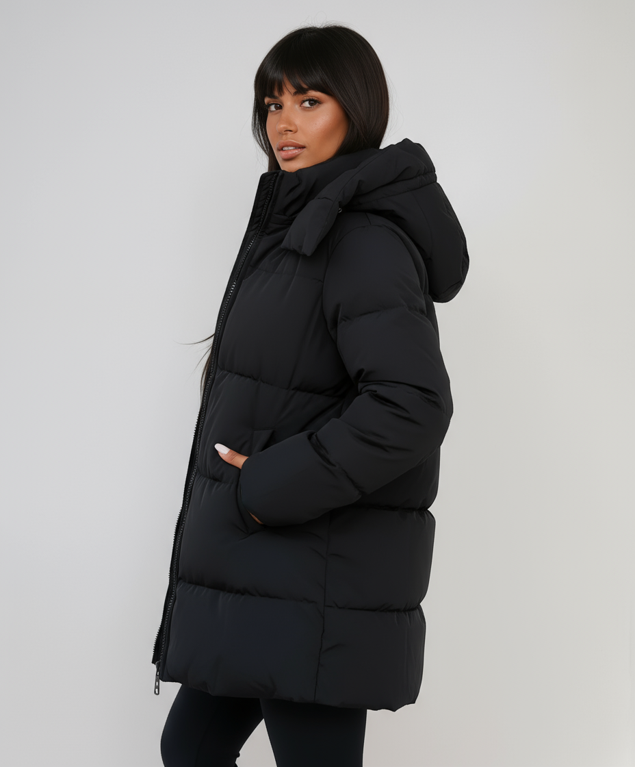 Brianna - Black Puffer Jacket – Quilted Comfort | By Julian & Claire Toronto