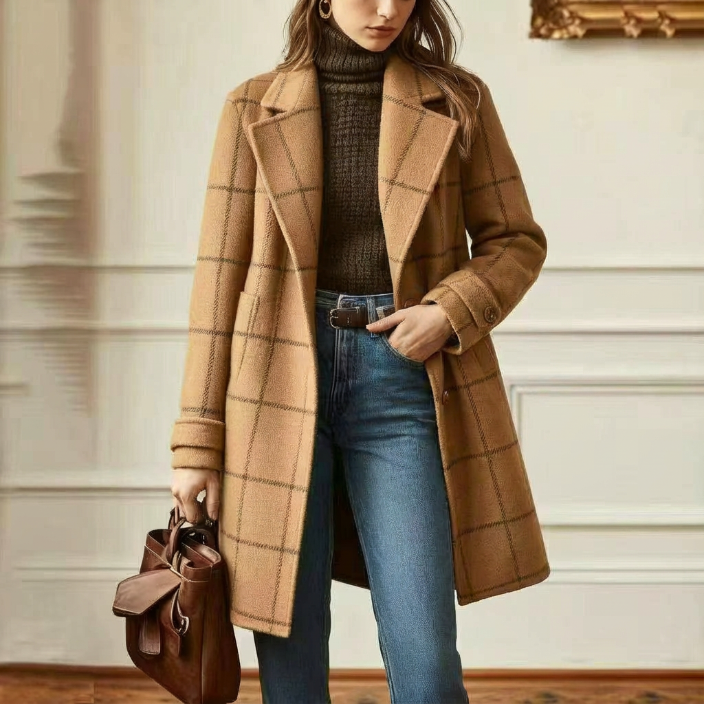 Juliette - Classy Wool Check Coat | By Julian & Claire Toronto