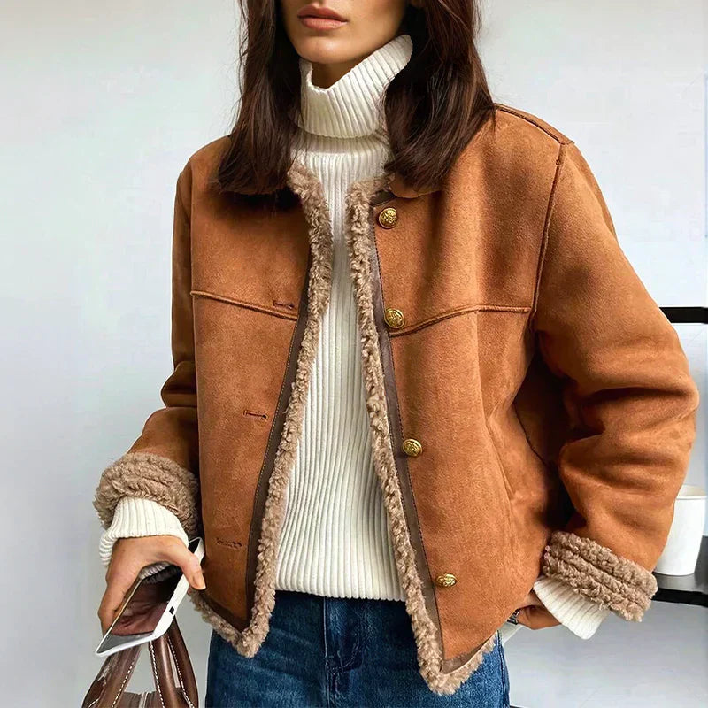 Violet | Buttoned teddy jacket | By Julian & Claire Toronto