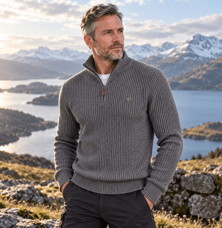 Colton - Ribbed High Collar Sweater | By Julian & Claire Toronto