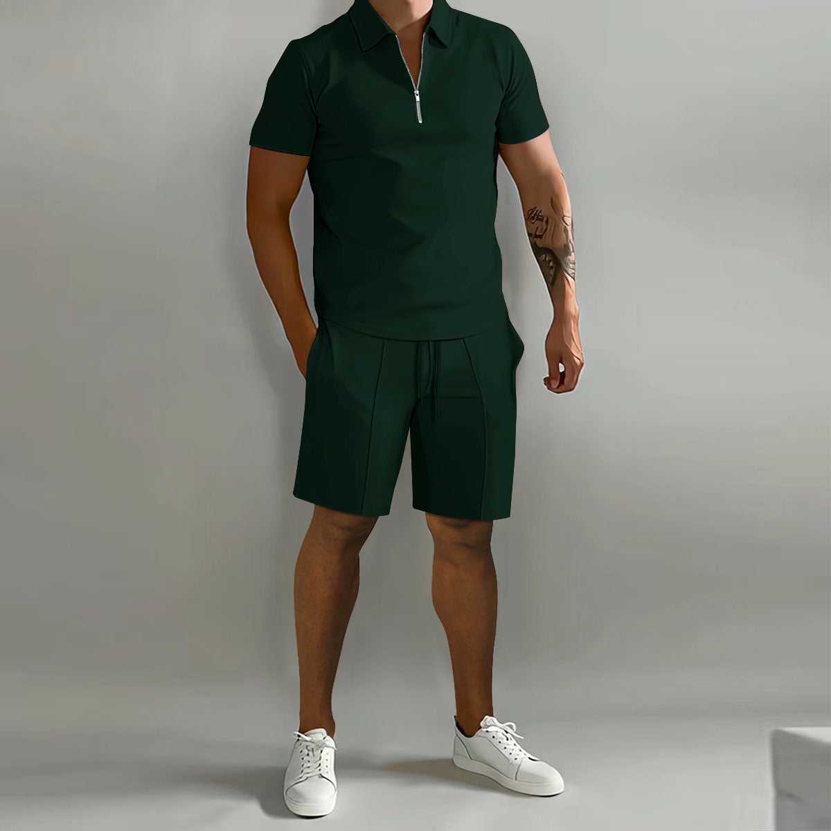Larry - Casual Zip Polo Shirt & Shorts Matching Set | By Julian & Claire Toronto