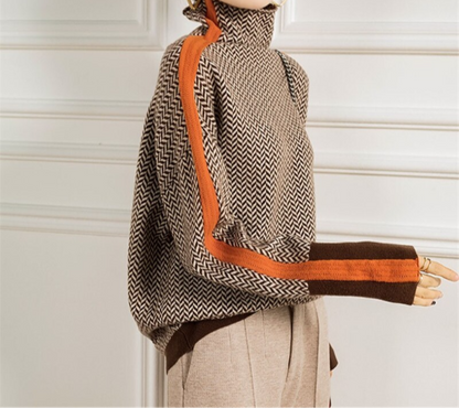 Ella - Herringbone Luxe Turtleneck | By Julian & Claire Toronto