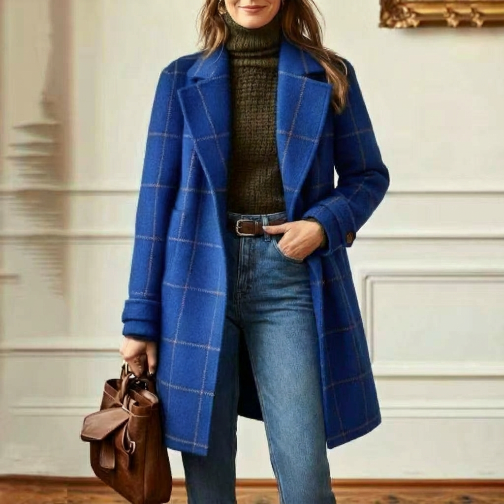 Juliette - Classy Wool Check Coat | By Julian & Claire Toronto