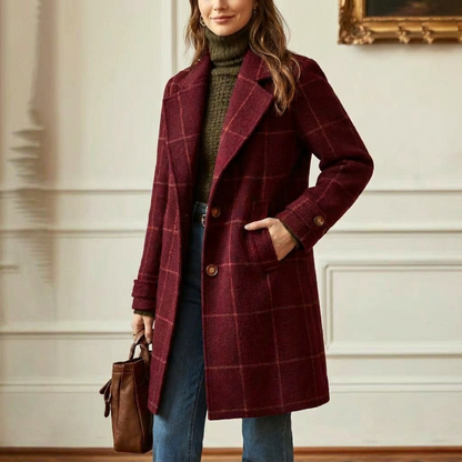 Juliette - Classy Wool Check Coat | By Julian & Claire Toronto