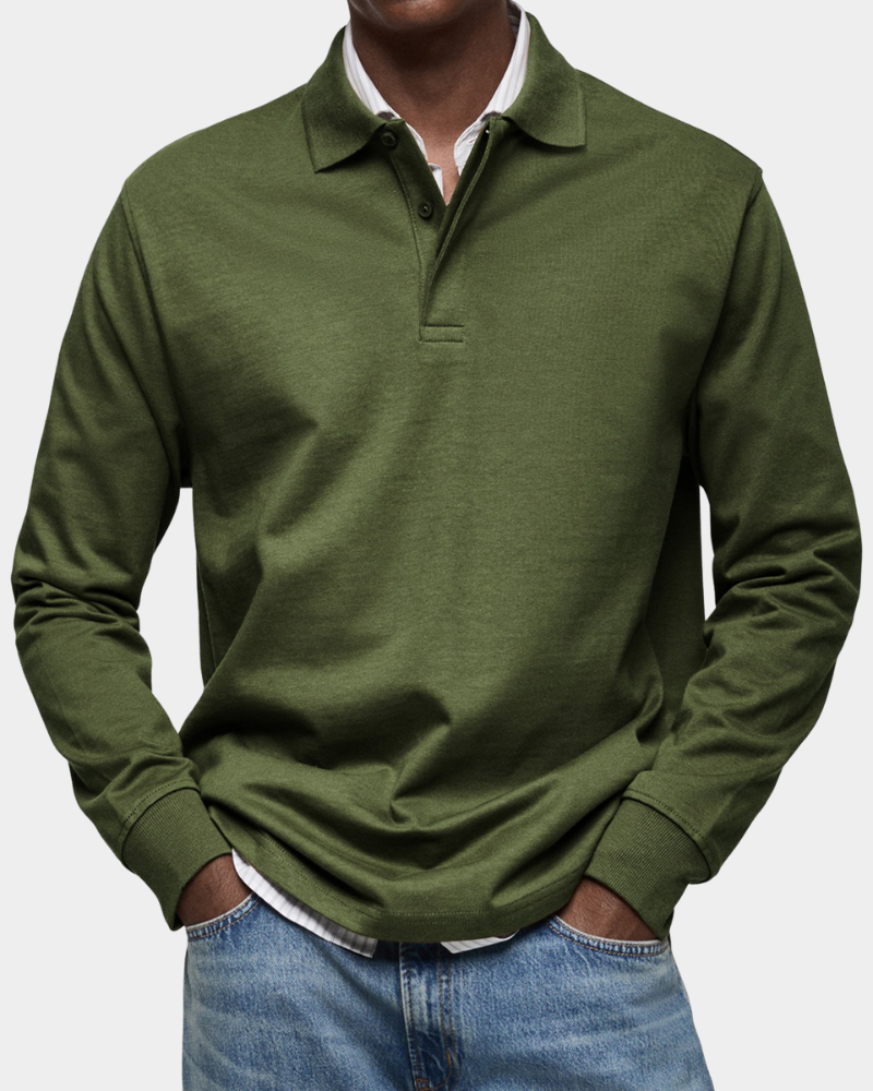 Brennan - Premium Knit Long Sleeve Polo | By Julian & Claire Toronto
