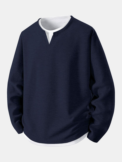 Ronald - Layered Waffle Long Sleeve T-Shirt | By Julian & Claire Toronto