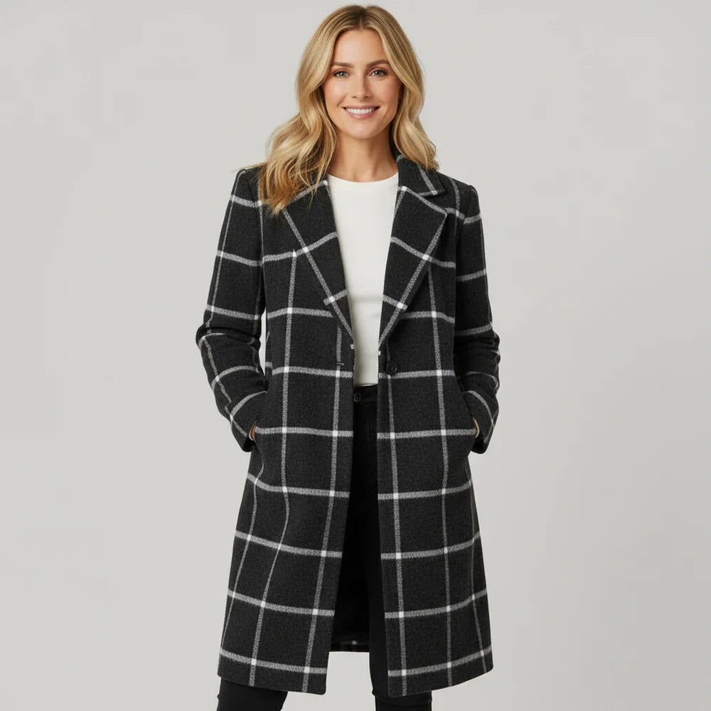 Juliette - Classy Wool Check Coat | By Julian & Claire Toronto