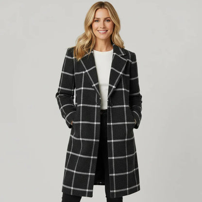 Juliette - Classy Wool Check Coat | By Julian & Claire Toronto