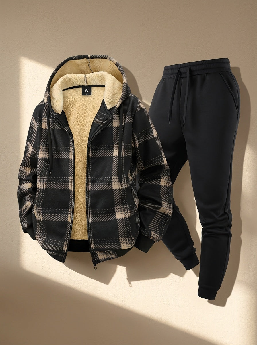 Augustine - Casual Check Hooded Set | By Julian & Claire Toronto