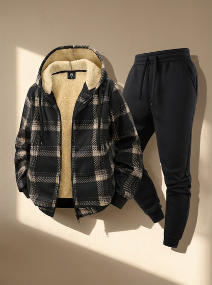 Augustine - Casual Check Hooded Set | By Julian & Claire Toronto