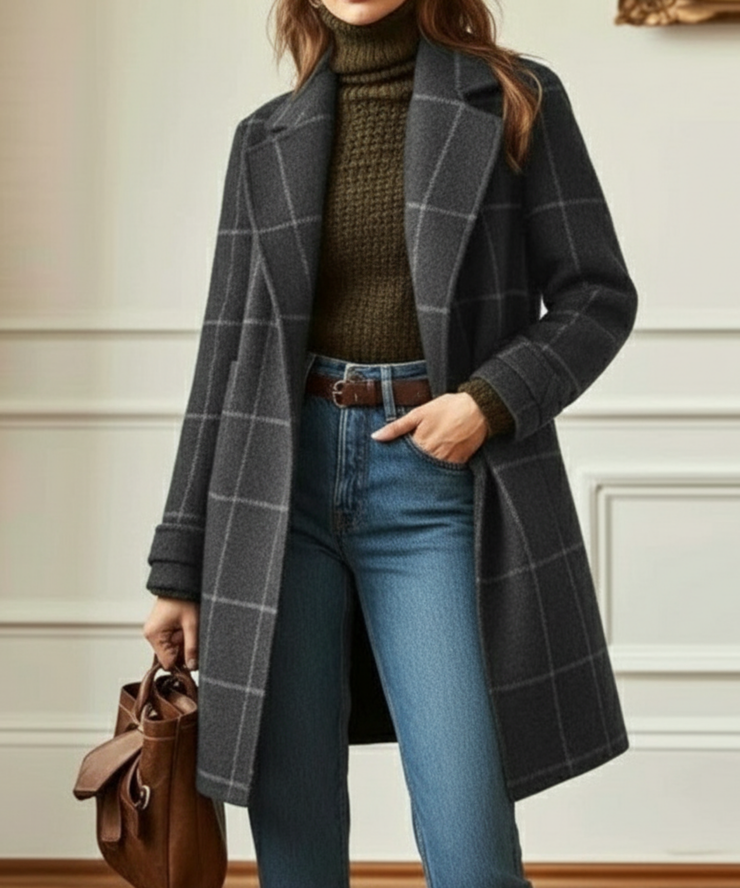 Juliette - Classy Wool Check Coat | By Julian & Claire Toronto