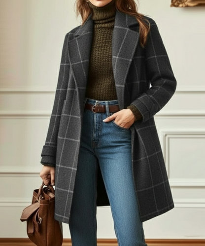 Juliette - Classy Wool Check Coat | By Julian & Claire Toronto