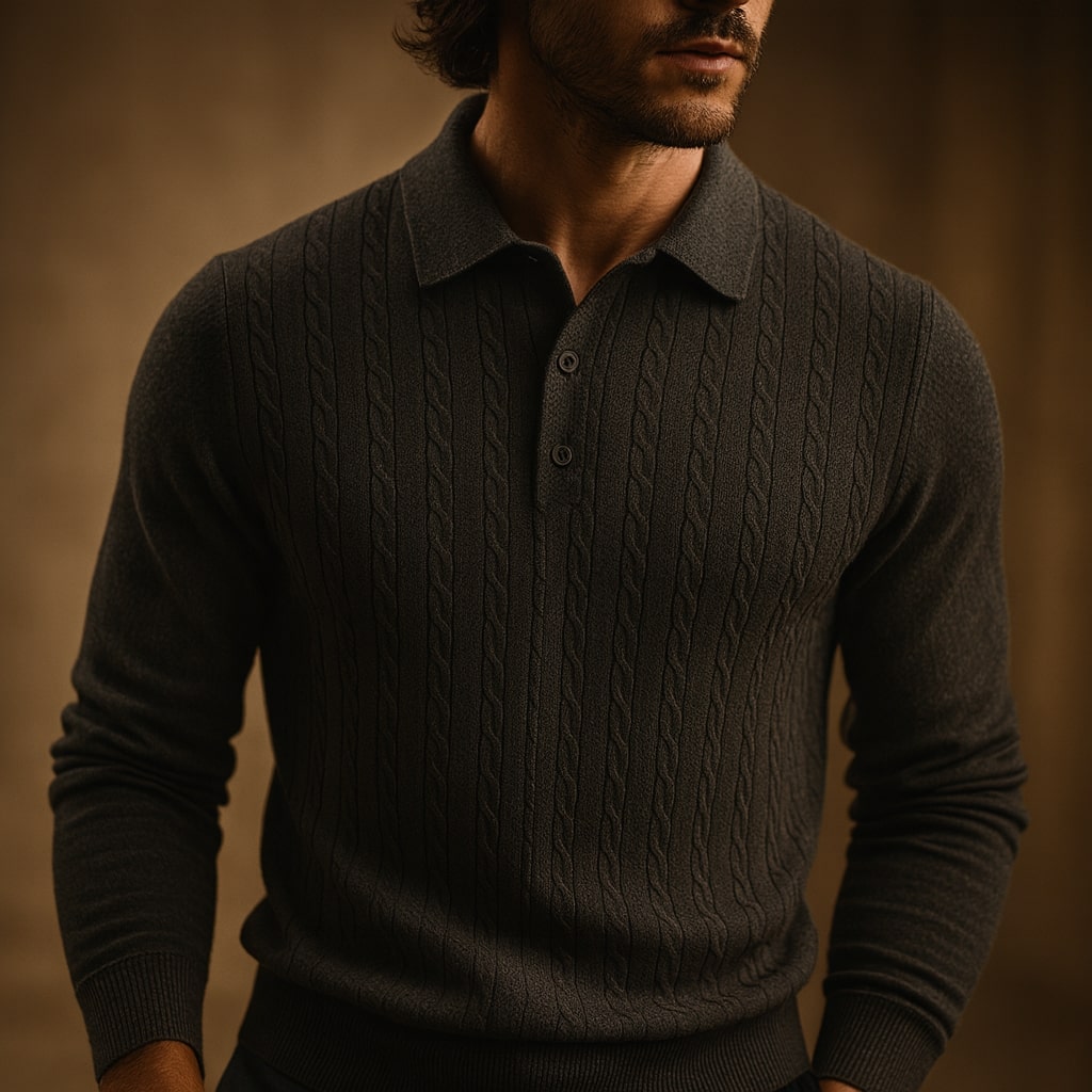 Mark - Textured Polo Sweater | By Julian & Claire Toronto