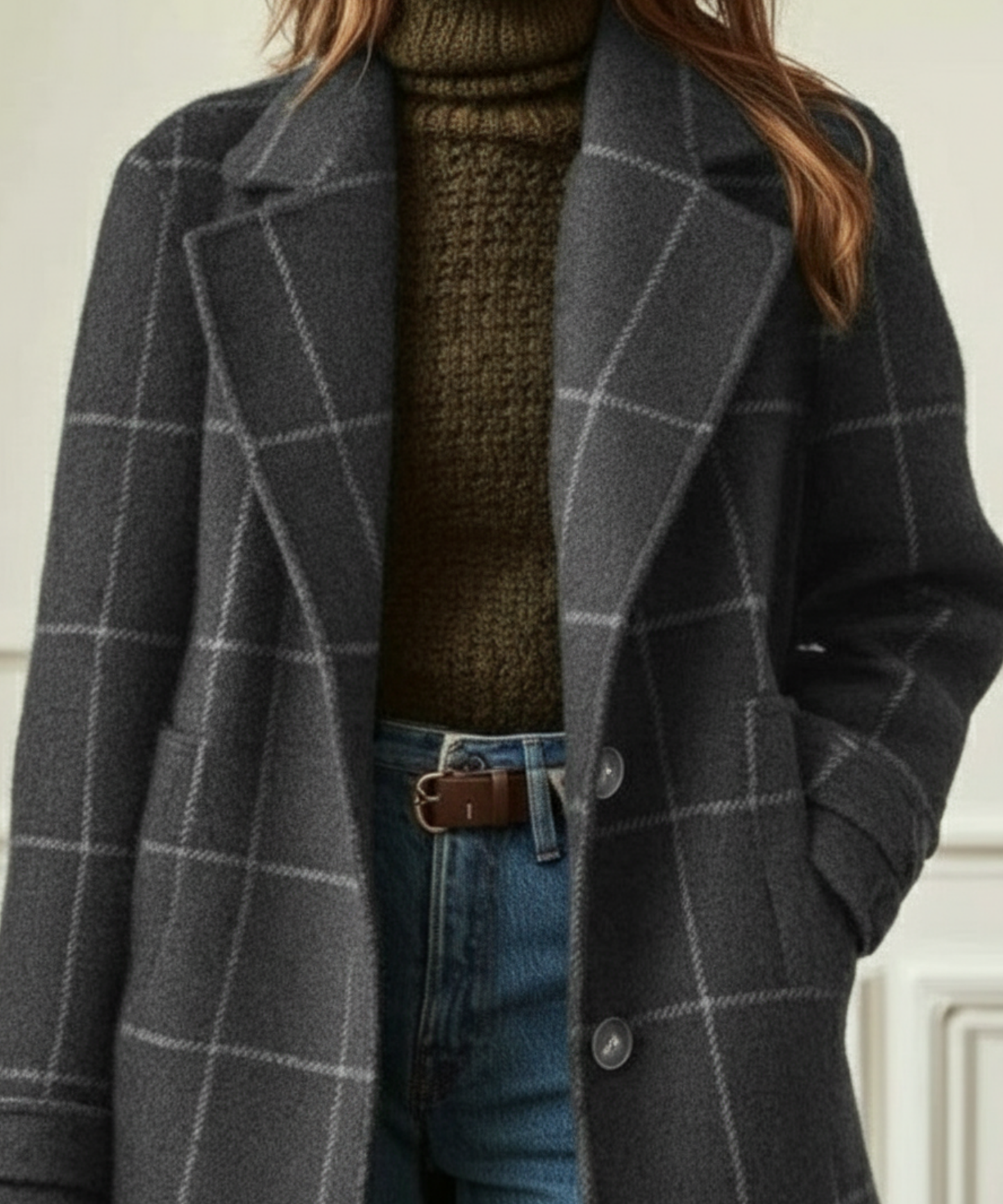 Juliette - Classy Wool Check Coat | By Julian & Claire Toronto