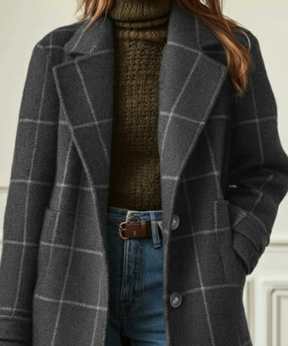 Juliette - Classy Wool Check Coat | By Julian & Claire Toronto
