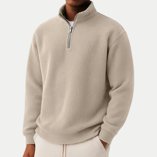 Beige Chase - Zip Sweater | By Julian & Claire Toronto