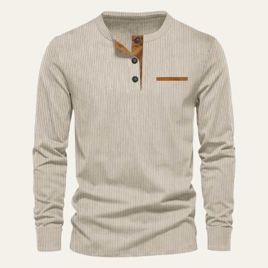 William - Textured Long Sleeve Henley Shirt | By Julian & Claire Toronto
