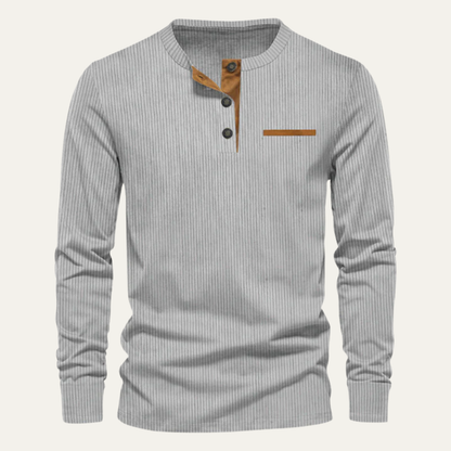 William - Textured Long Sleeve Henley Shirt | By Julian & Claire Toronto