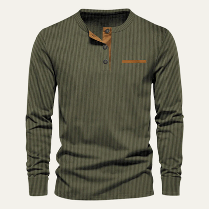 William - Textured Long Sleeve Henley Shirt | By Julian & Claire Toronto