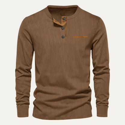 William - Textured Long Sleeve Henley Shirt | By Julian & Claire Toronto