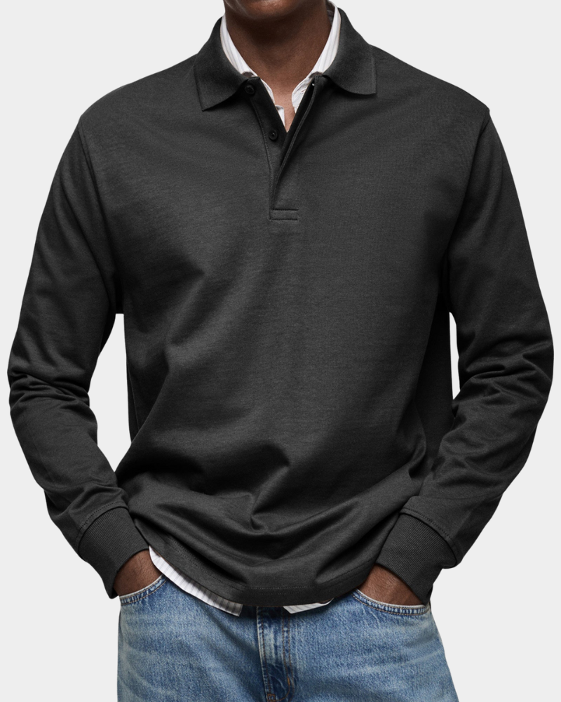 Brennan - Premium Knit Long Sleeve Polo | By Julian & Claire Toronto