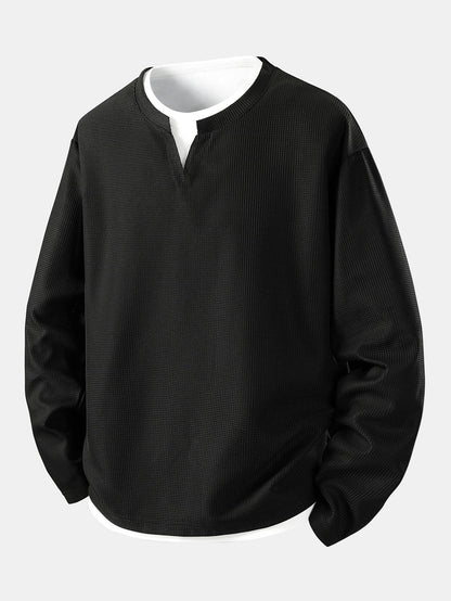 Ronald - Layered Waffle Long Sleeve T-Shirt | By Julian & Claire Toronto