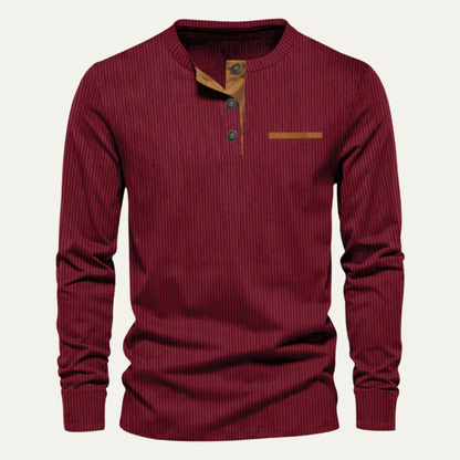 William - Textured Long Sleeve Henley Shirt | By Julian & Claire Toronto