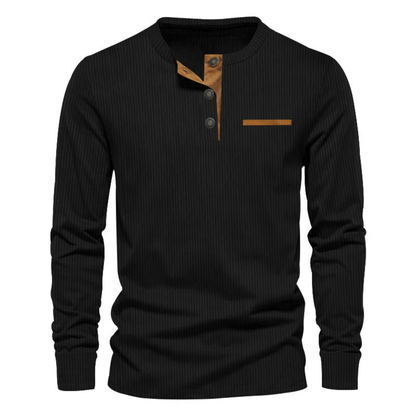 William - Textured Long Sleeve Henley Shirt | By Julian & Claire Toronto