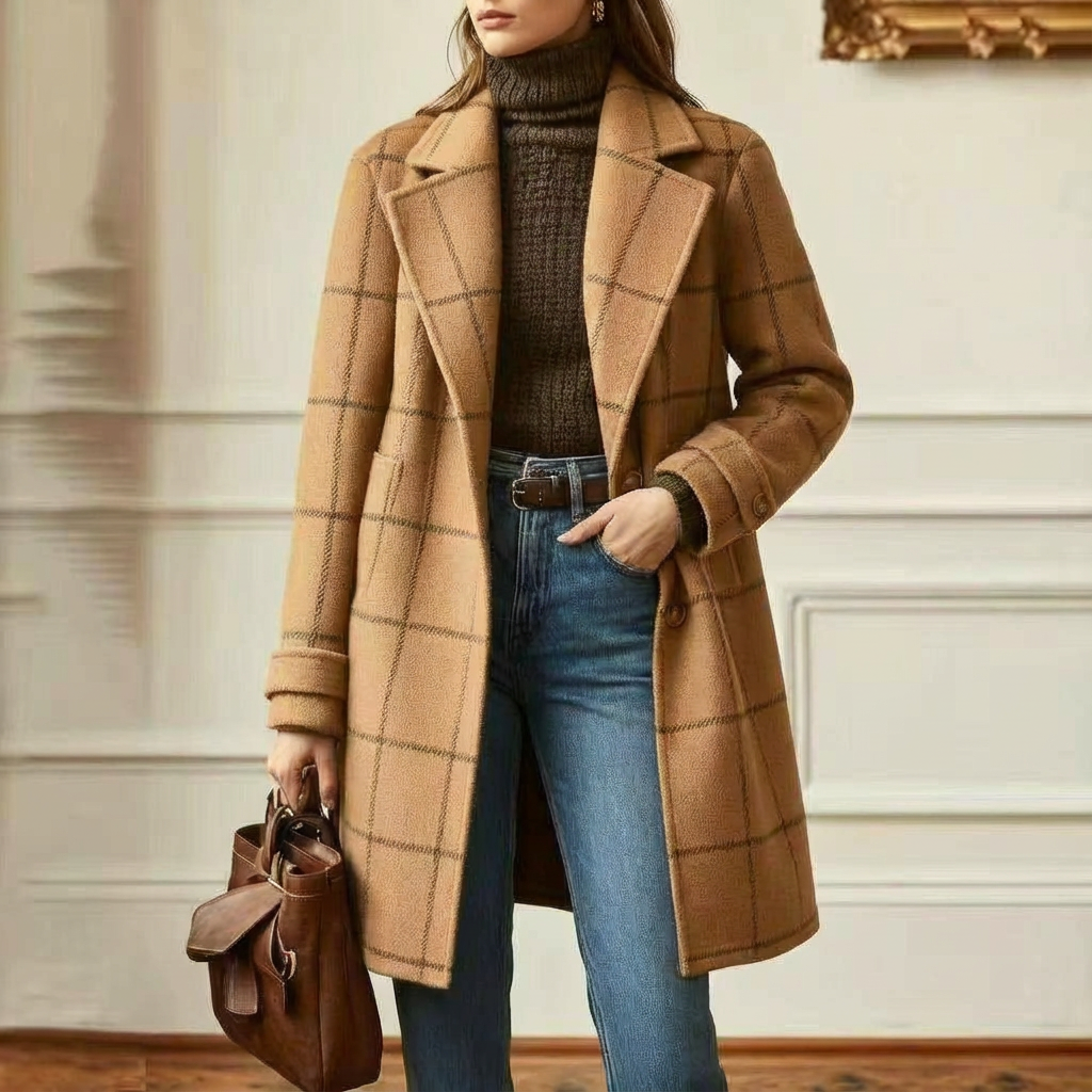 Juliette - Classy Wool Check Coat | By Julian & Claire Toronto