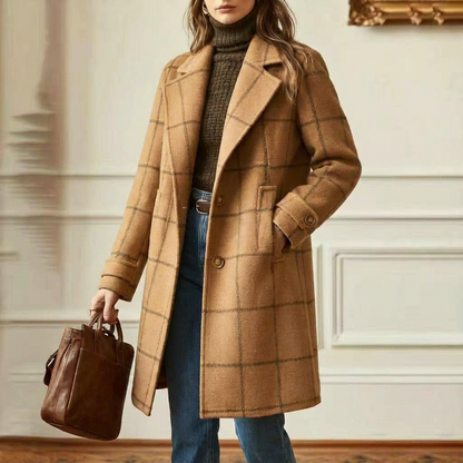 Juliette - Classy Wool Check Coat | By Julian & Claire Toronto