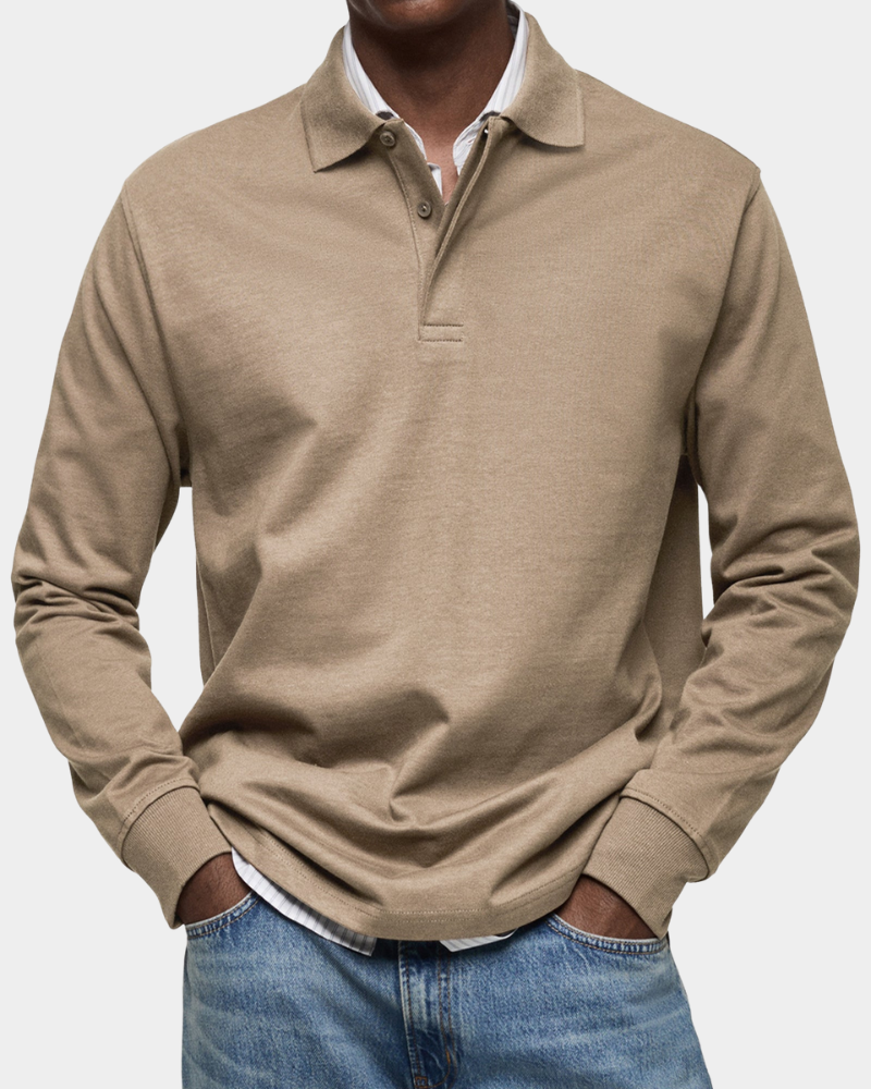 Brennan - Premium Knit Long Sleeve Polo | By Julian & Claire Toronto