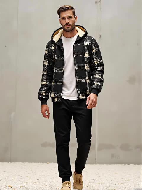 Augustine - Casual Check Hooded Set | By Julian & Claire Toronto
