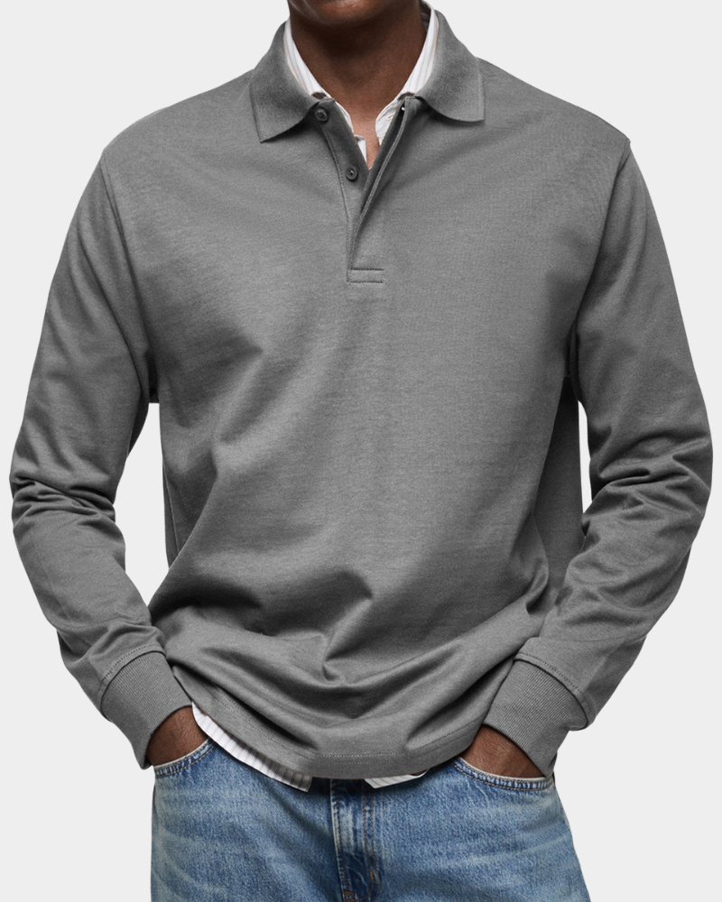 Brennan - Premium Knit Long Sleeve Polo | By Julian & Claire Toronto
