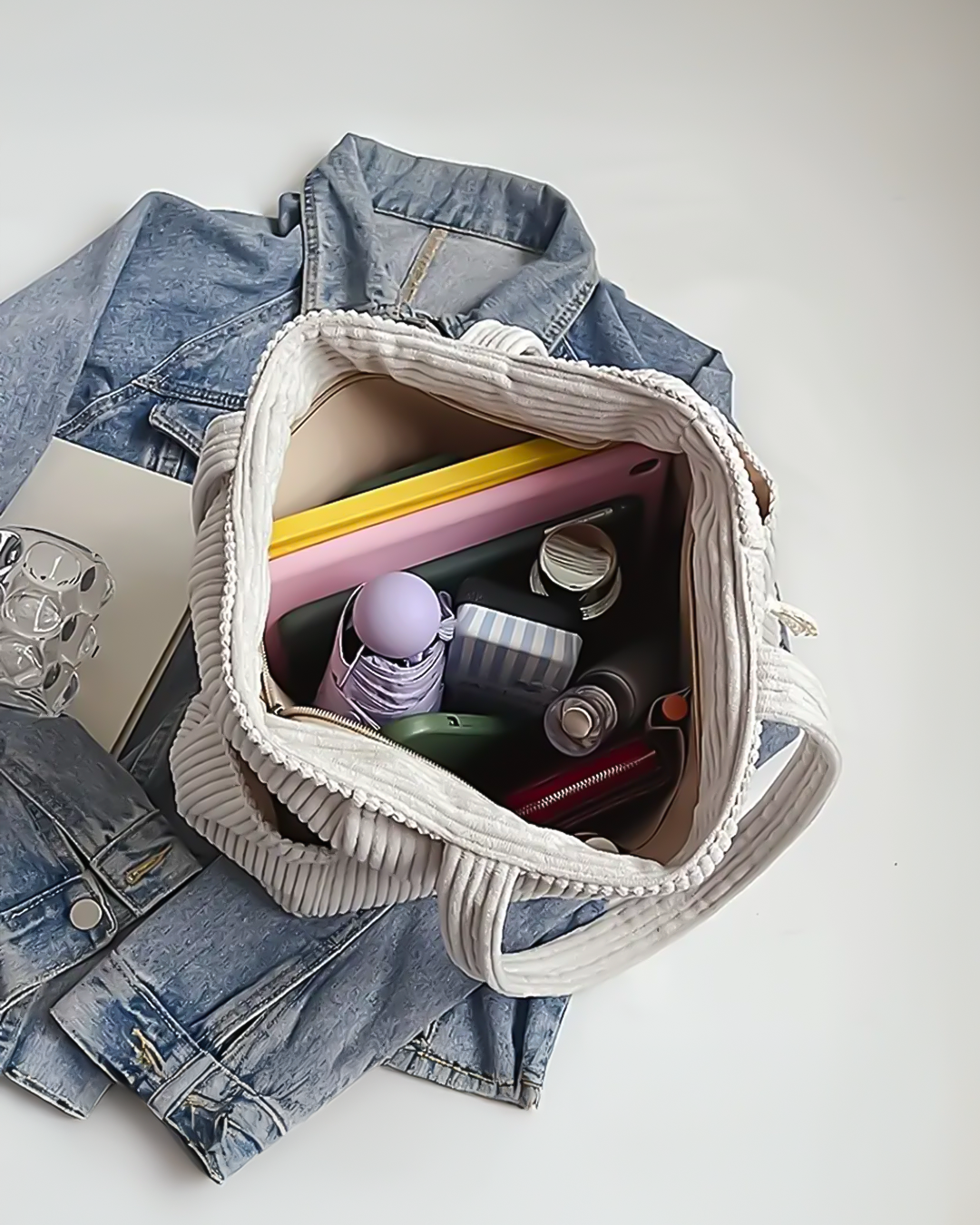 Sydney  – Trending Ribbed Tote Bag with Drawstring Detail | By Julian & Claire Toronto