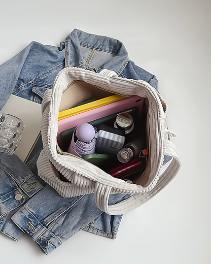 Sydney  – Trending Ribbed Tote Bag with Drawstring Detail | By Julian & Claire Toronto