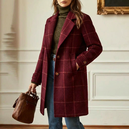 Juliette - Classy Wool Check Coat | By Julian & Claire Toronto