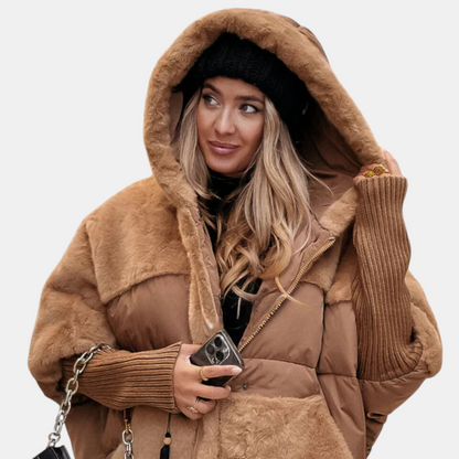 Alice - Oversized Hooded Patchwork Puffer Jacket | By Julian & Claire Toronto