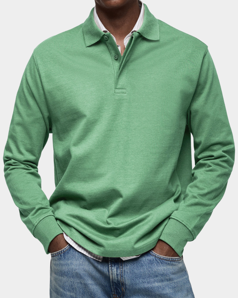 Brennan - Premium Knit Long Sleeve Polo | By Julian & Claire Toronto