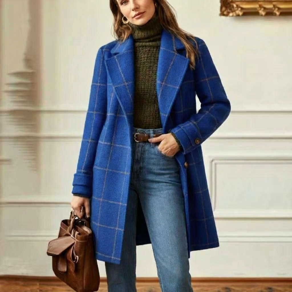 Juliette - Classy Wool Check Coat | By Julian & Claire Toronto