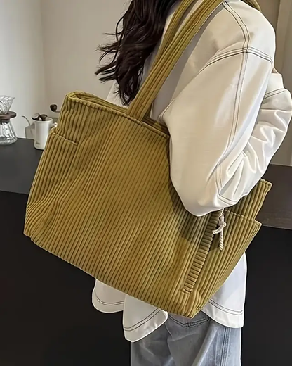 Sydney  – Trending Ribbed Tote Bag with Drawstring Detail | By Julian & Claire Toronto