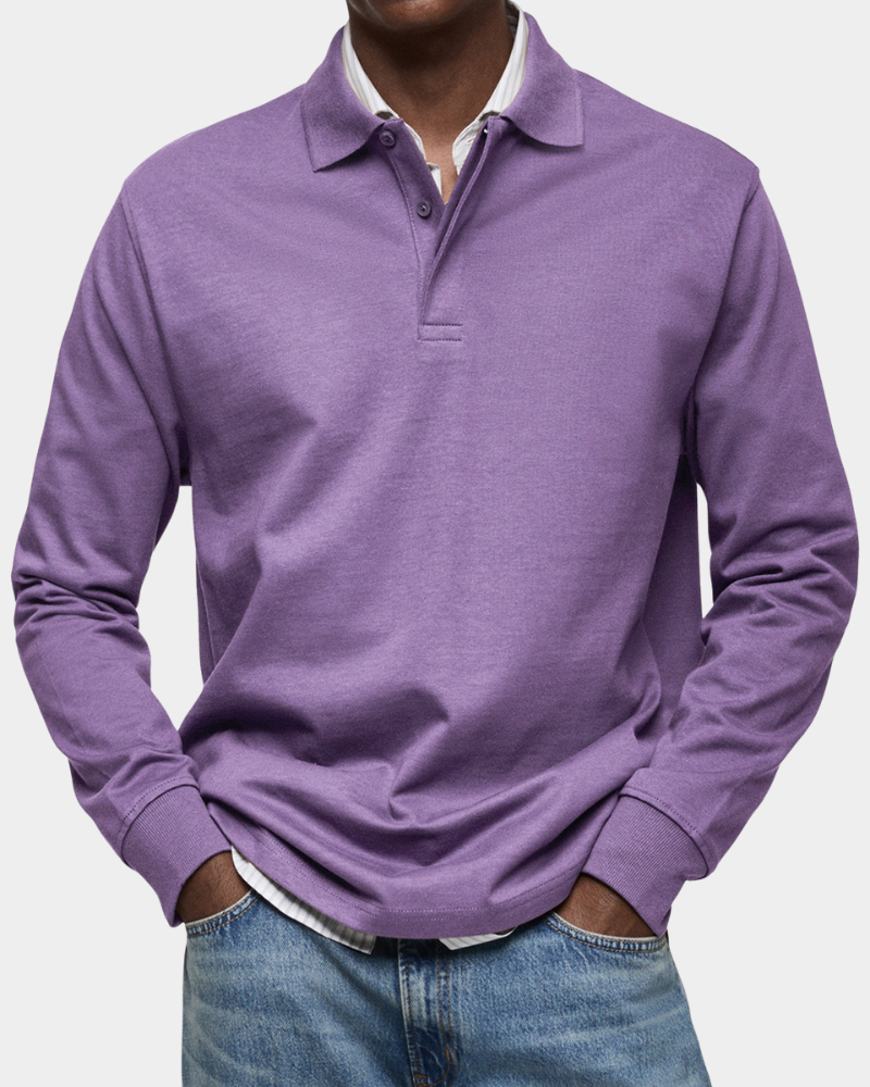 Brennan - Premium Knit Long Sleeve Polo | By Julian & Claire Toronto