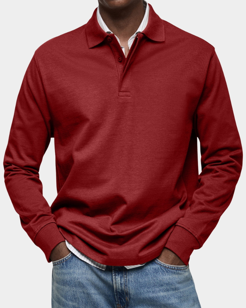 Brennan - Premium Knit Long Sleeve Polo | By Julian & Claire Toronto