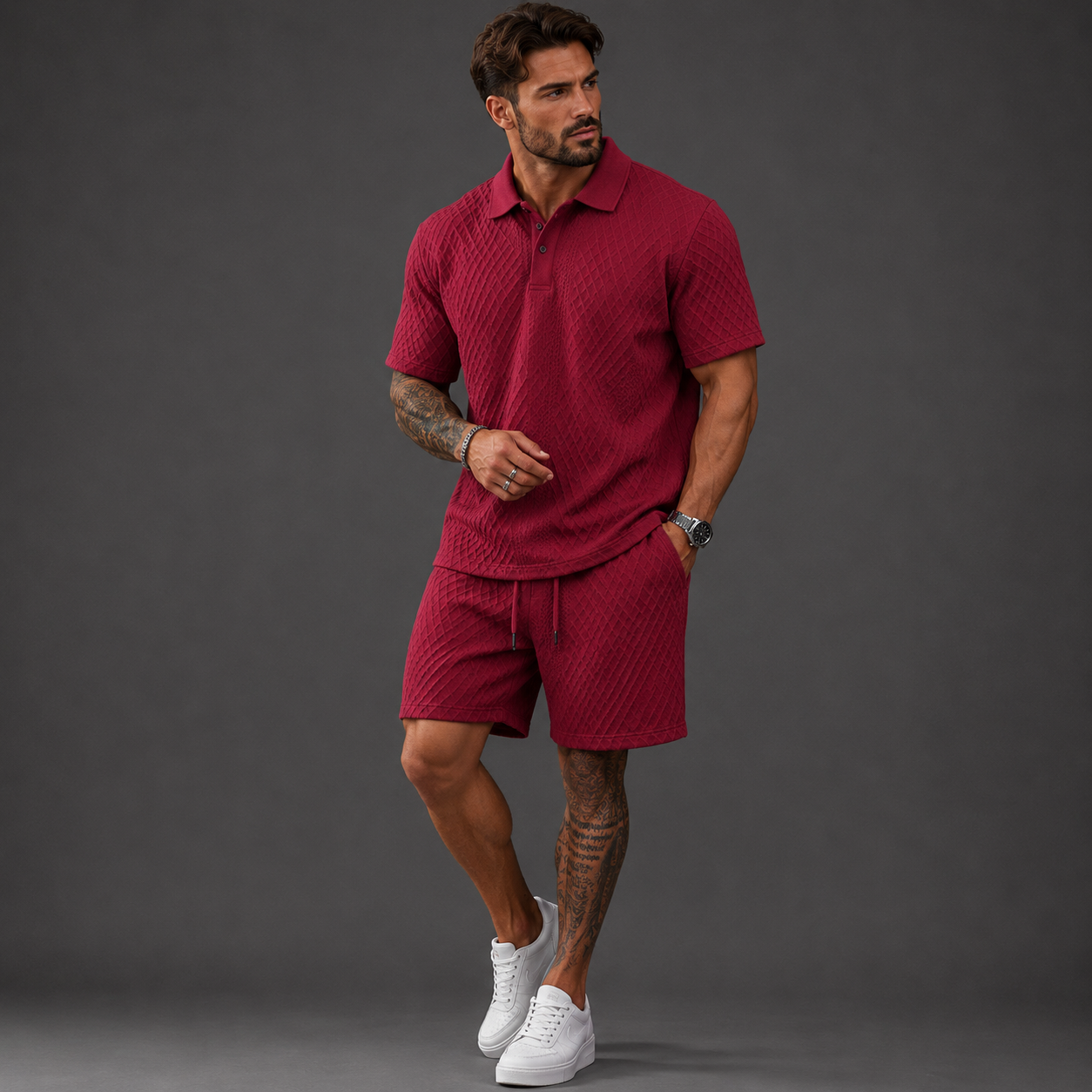 Richard - Textured Polo & Shorts Set | By Julian & Claire Toronto