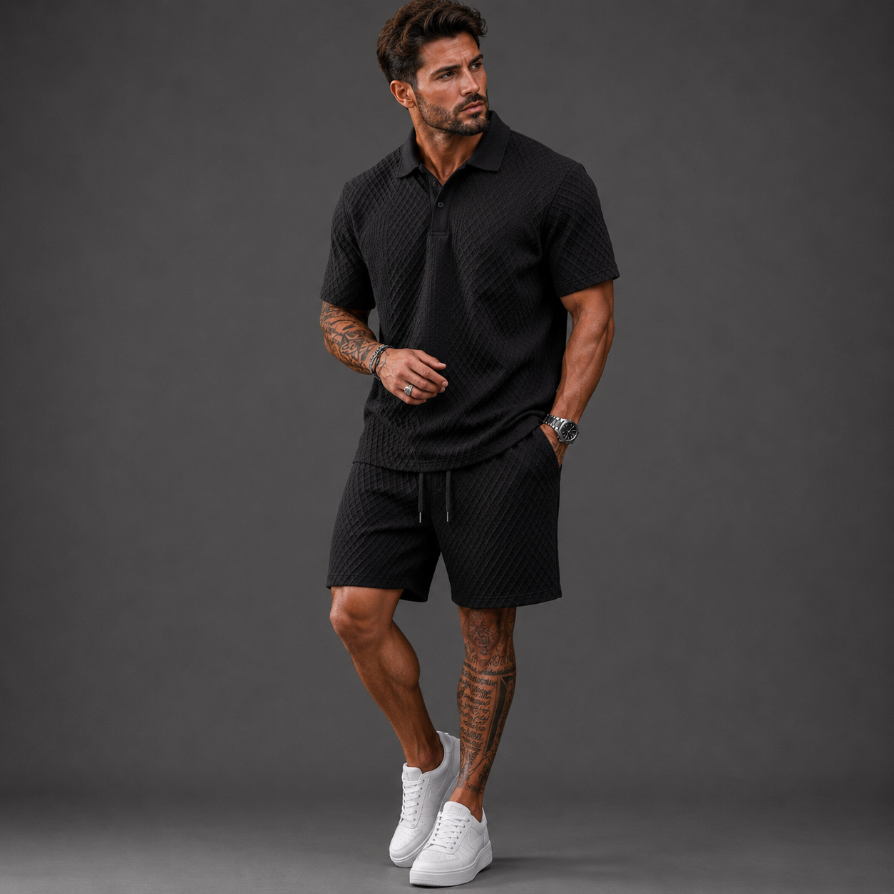 Richard - Textured Polo & Shorts Set | By Julian & Claire Toronto