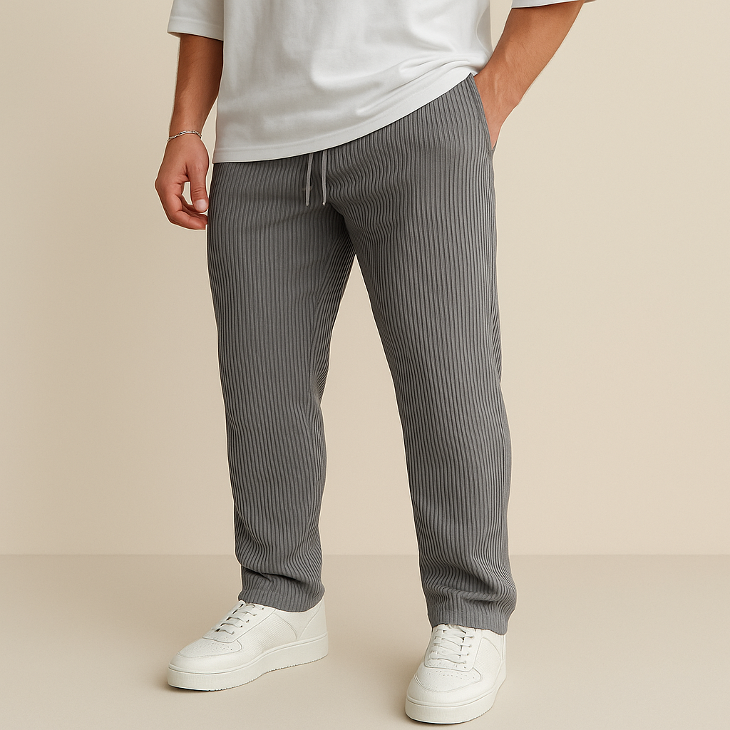Oscar - Ribbed Tube Leg Trousers | By Julian & Claire Toronto