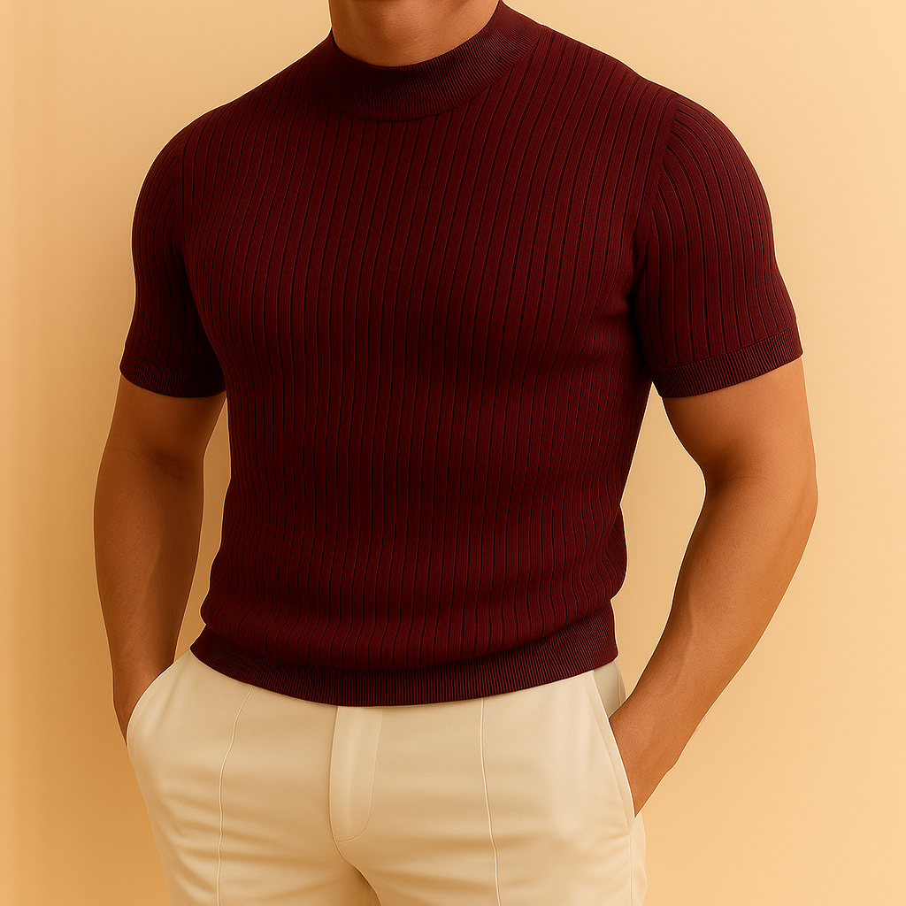 David - Turtleneck Ribbed Knit Tee | By Julian & Claire Toronto