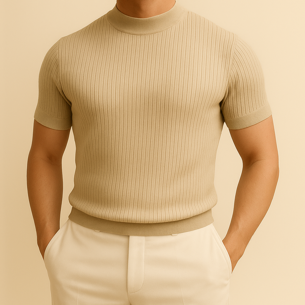 David - Turtleneck Ribbed Knit Tee | By Julian & Claire Toronto