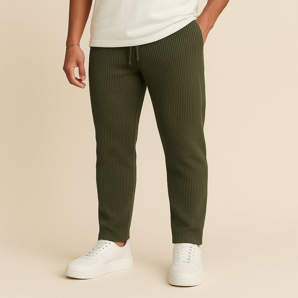 Oscar - Ribbed Tube Leg Trousers | By Julian & Claire Toronto